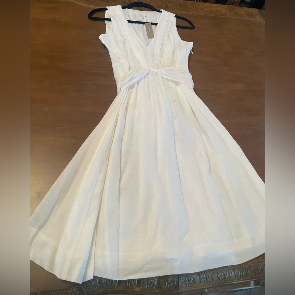 J. Crew White V-Neck Sleeveless Midi Dress